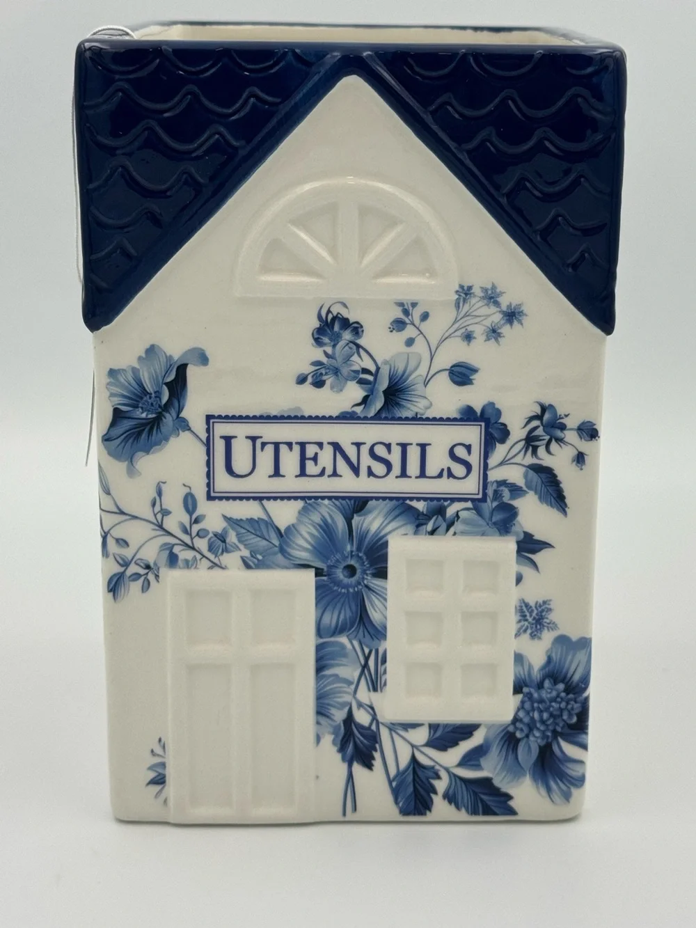 Beau Monde Blue‎ White Floral House Utensil Holder Cottagecore Kitchen Decor